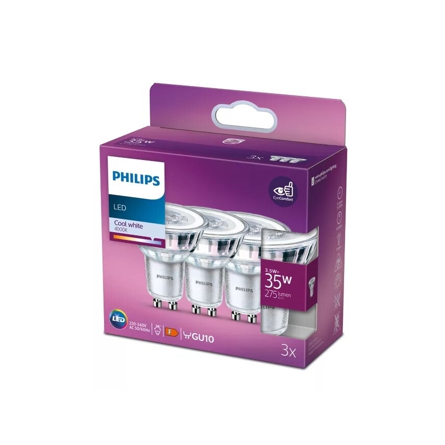 ZESTAW 3x LED Żarówka Philips PAR16 GU10/3,5W/230V 4000K
