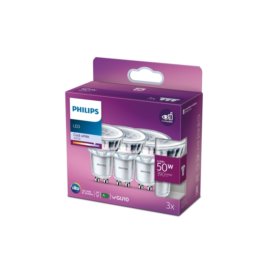ZESTAW 3x LED Żarówka Philips PAR16 GU10/4,6W/230V 4000K
