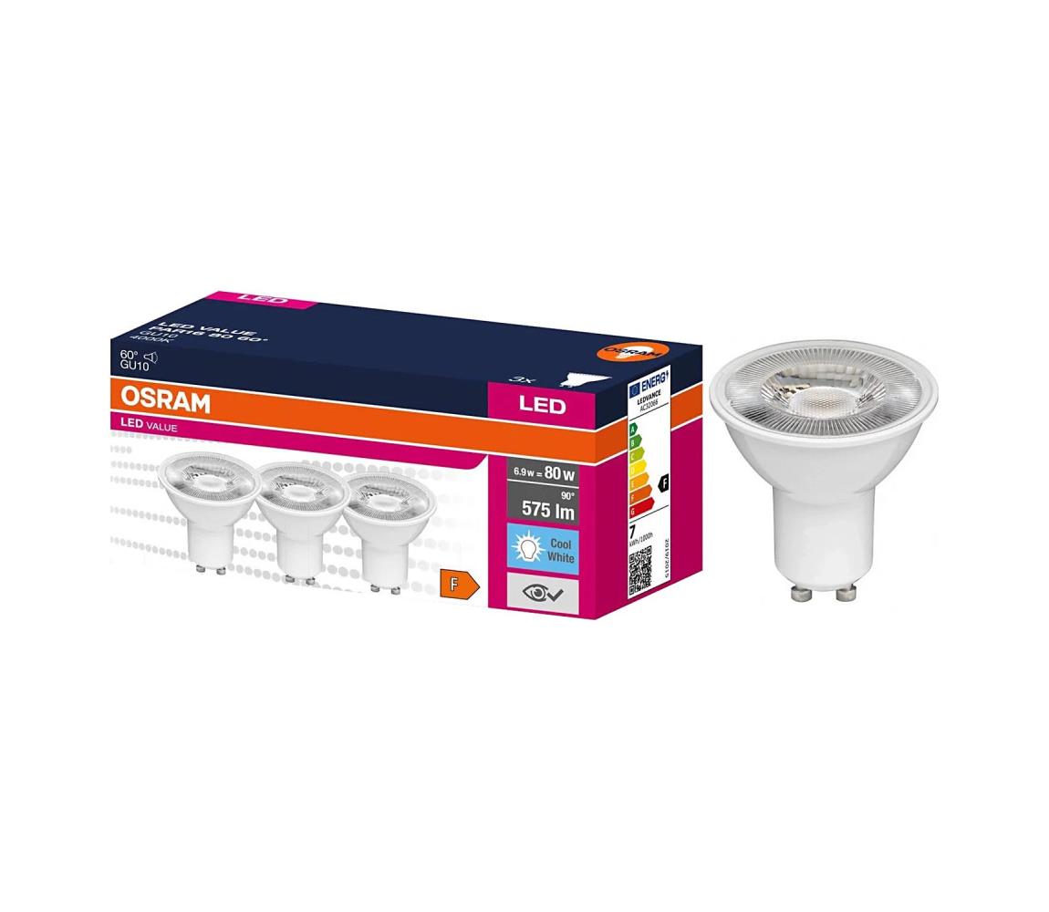 ZESTAW 3x LED żarówka reflektorowa PAR16 GU10/6,9W/230V 4000K 60° - Osram