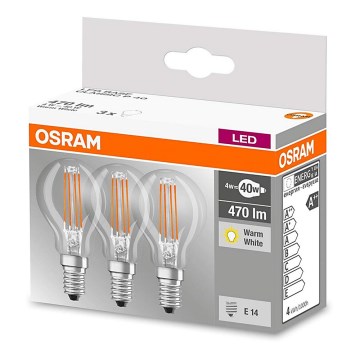 ZESTAW 3x LED Żarówka VINTAGE P40 E14/4W/230V 2700K - Osram