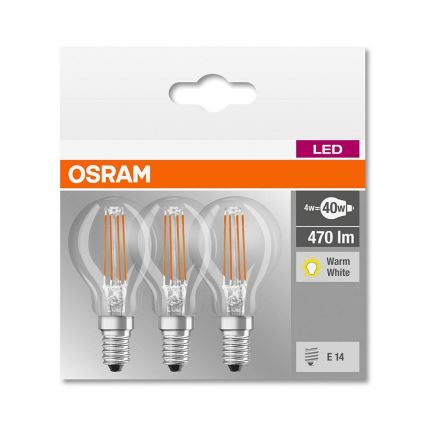 ZESTAW 3x LED Żarówka P40 E14/4W/230V 2700K - Osram