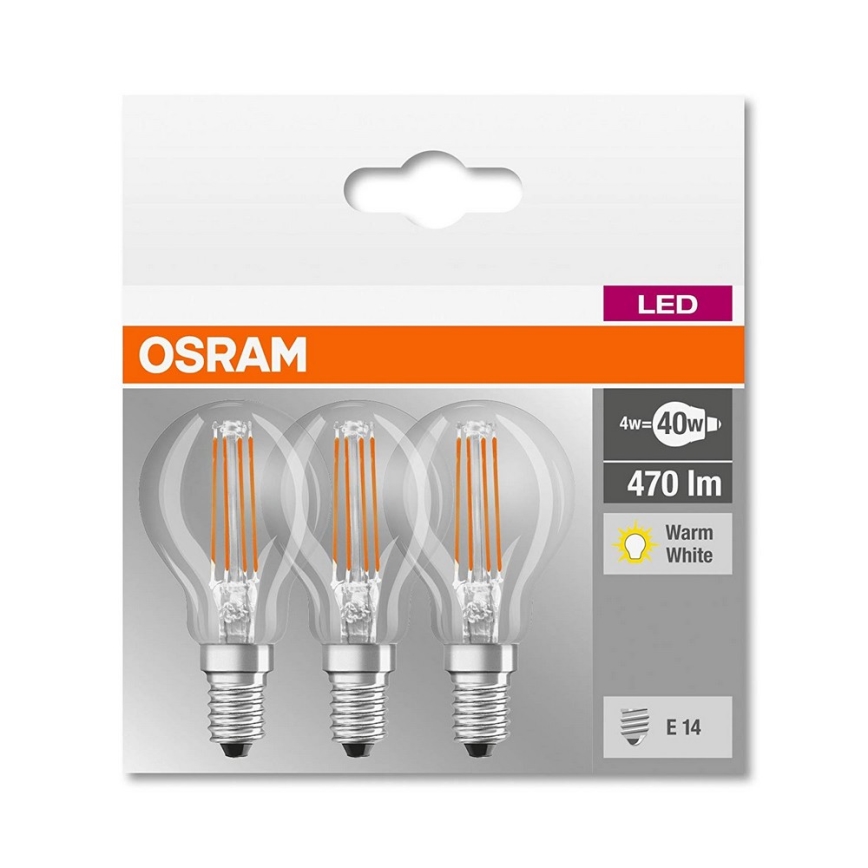 ZESTAW 3x LED Żarówka P40 E14/4W/230V 2700K - Osram