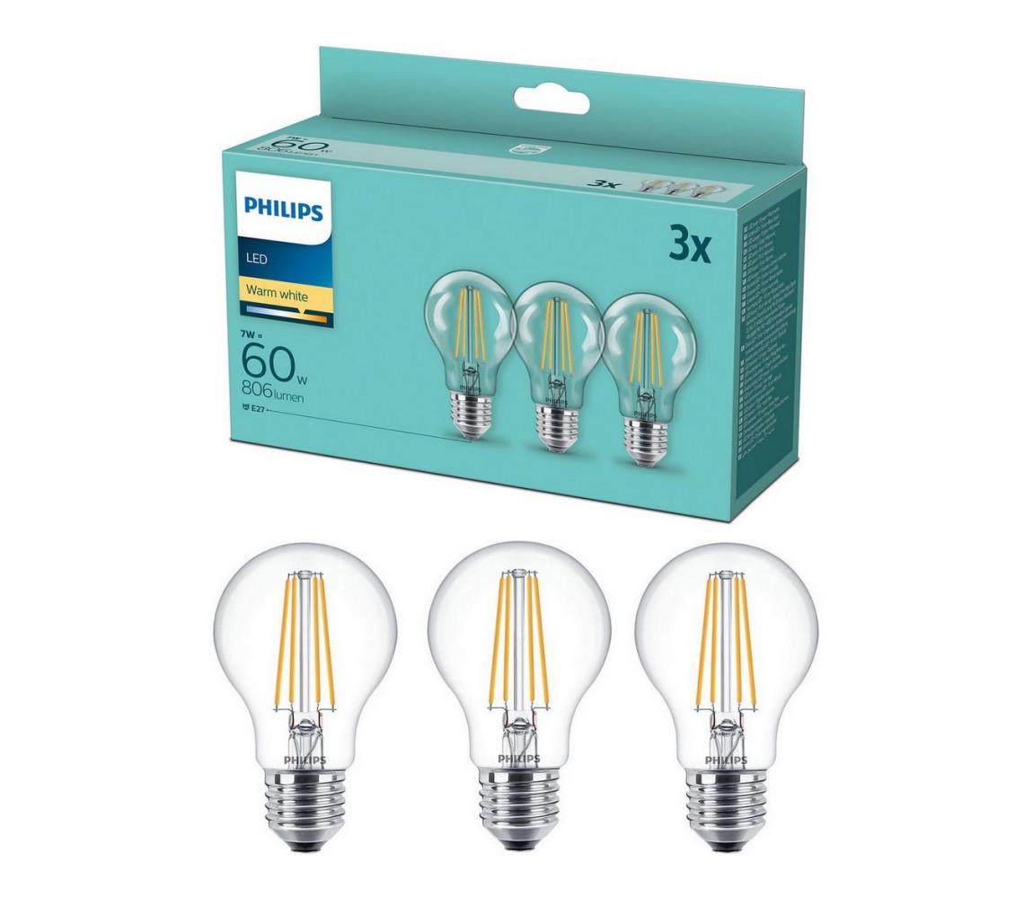 ZESTAW 3x LED Żarówka VINTAGE Philips A60 E27/7W/230V 2700K