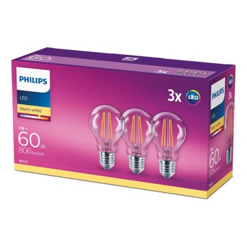 ZESTAW 3x LED Żarówka VINTAGE Philips E27/7W/230V 2700K