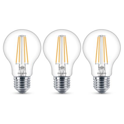 ZESTAW 3x LED Żarówka Philips E27/7W/230V 2700K
