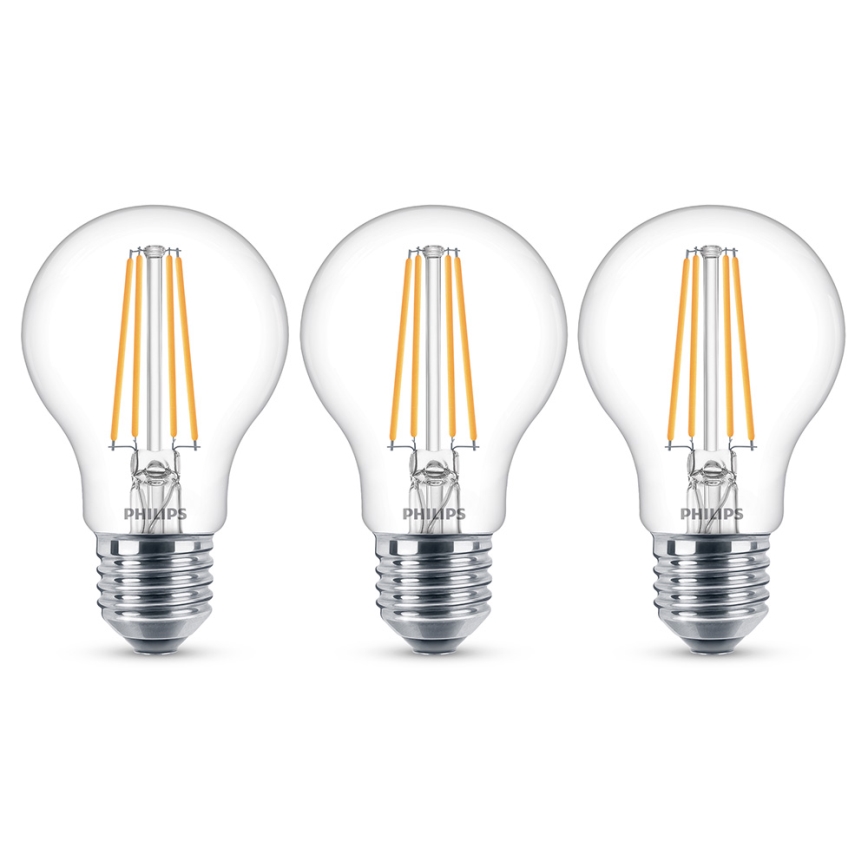 ZESTAW 3x LED Żarówka Philips E27/7W/230V 2700K