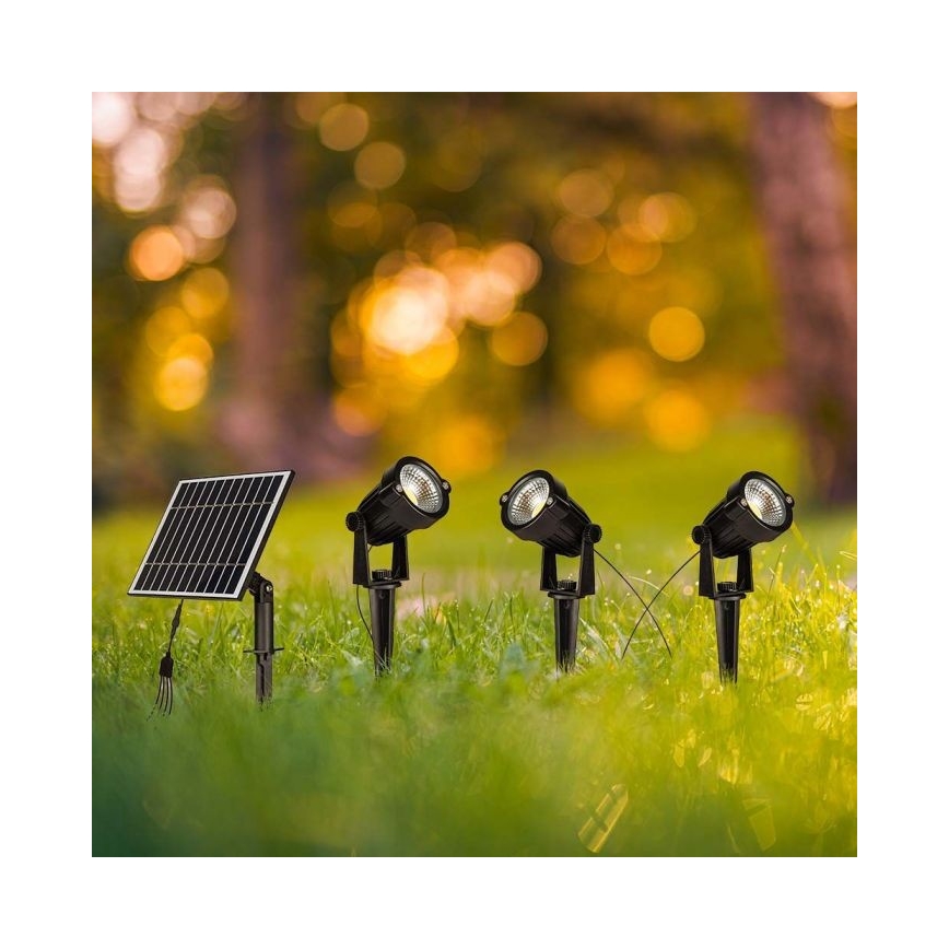 ZESTAW 3x LED Zewnętrzna lampa słoneczna 3xLED/1,2W/3,7V IP65 3000K 4000 mAh