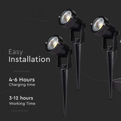 ZESTAW 3x LED Zewnętrzna lampa słoneczna 3xLED/1,2W/3,7V IP65 3000K 4000 mAh