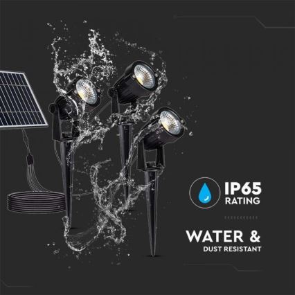 ZESTAW 3x LED Zewnętrzna lampa słoneczna 3xLED/1,2W/3,7V IP65 3000K 4000 mAh
