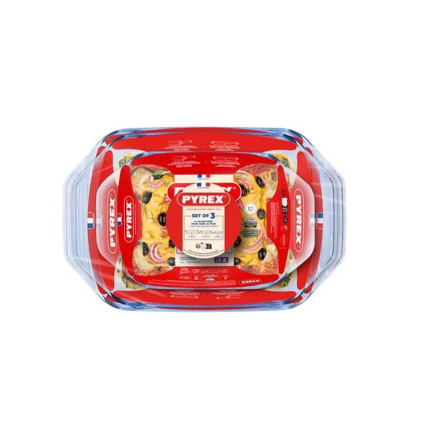 ZESTAW 3x naczyń żaroodpornych PYREX 1,4/3/4 l