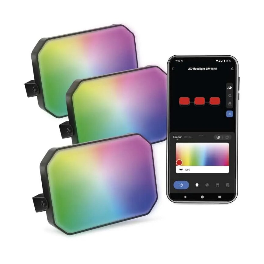 ZESTAW 3x ściemnialnych zewnętrznych reflektorów LED RGBIC GoSmart LED/14W/230V 3000-6500K IP65 Wi-Fi Tuya