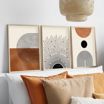 ZESTAW 3x Obraz w ramce na zdjęcia 50x70 cm beżowy/brązowy