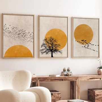 ZESTAW 3x Obraz w ramce na zdjęcia 50x70 cm beżowy/żółty