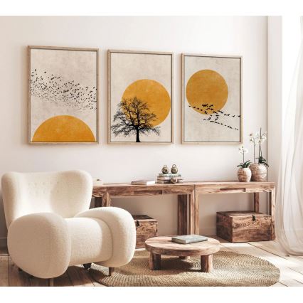 ZESTAW 3x Obraz w ramce na zdjęcia 50x70 cm beżowy/żółty