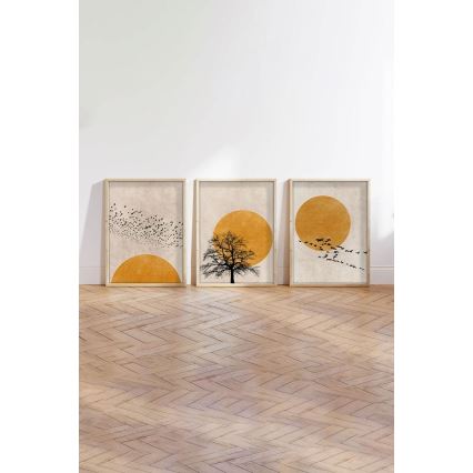 ZESTAW 3x Obraz w ramce na zdjęcia 50x70 cm beżowy/żółty
