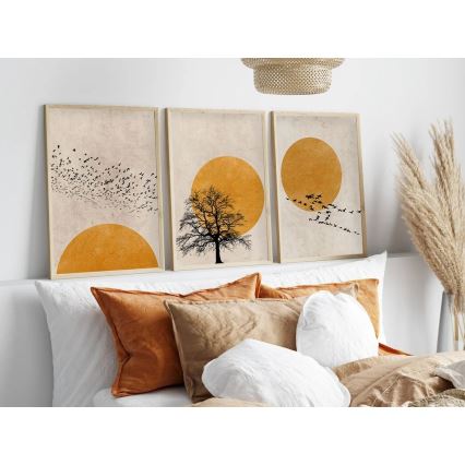 ZESTAW 3x Obraz w ramce na zdjęcia 50x70 cm beżowy/żółty
