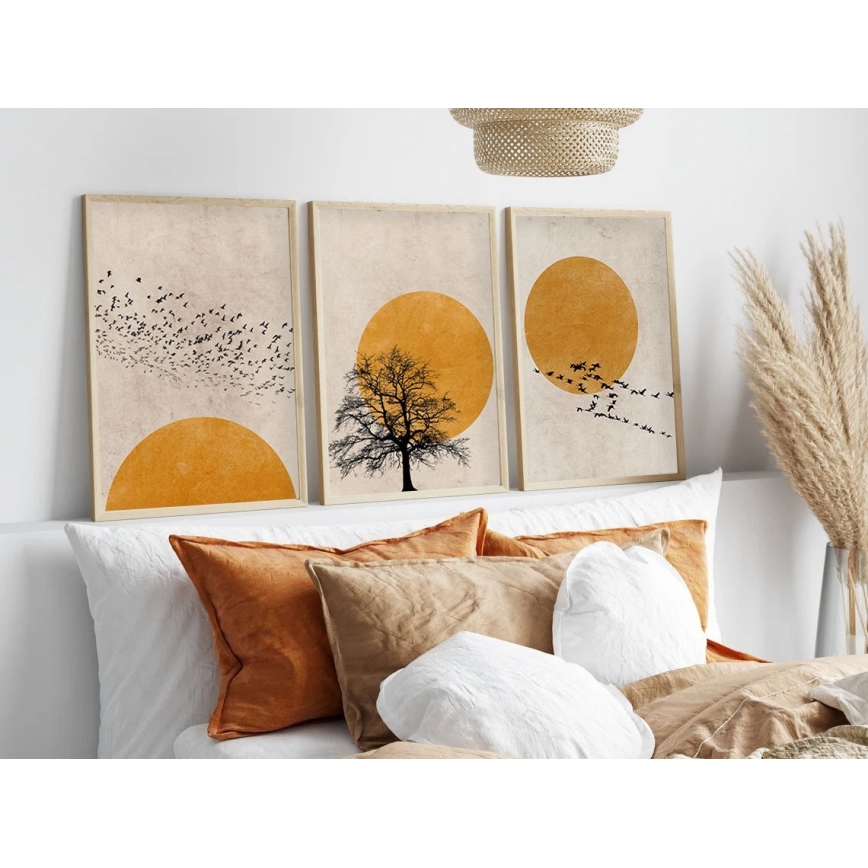 ZESTAW 3x Obraz w ramce na zdjęcia 50x70 cm beżowy/żółty
