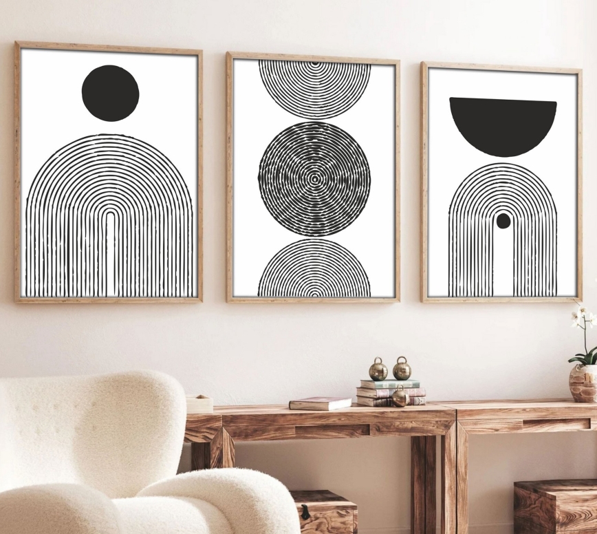 ZESTAW 3x Obraz w ramce na zdjęcia 50x70 cm czarny/biały