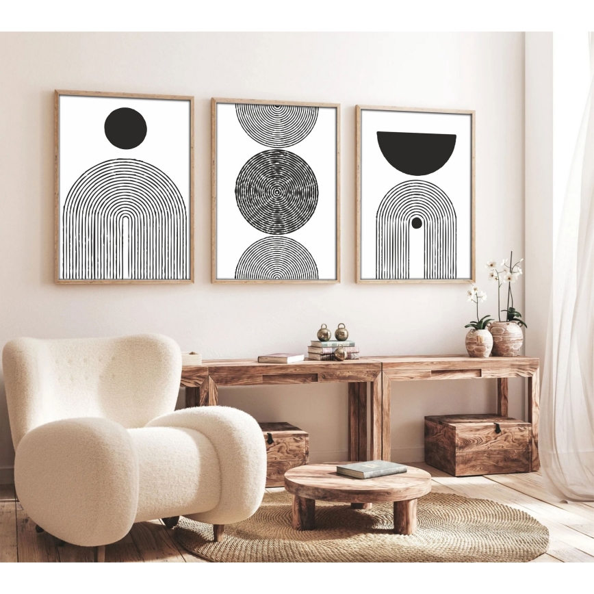 ZESTAW 3x Obraz w ramce na zdjęcia 50x70 cm czarny/biały