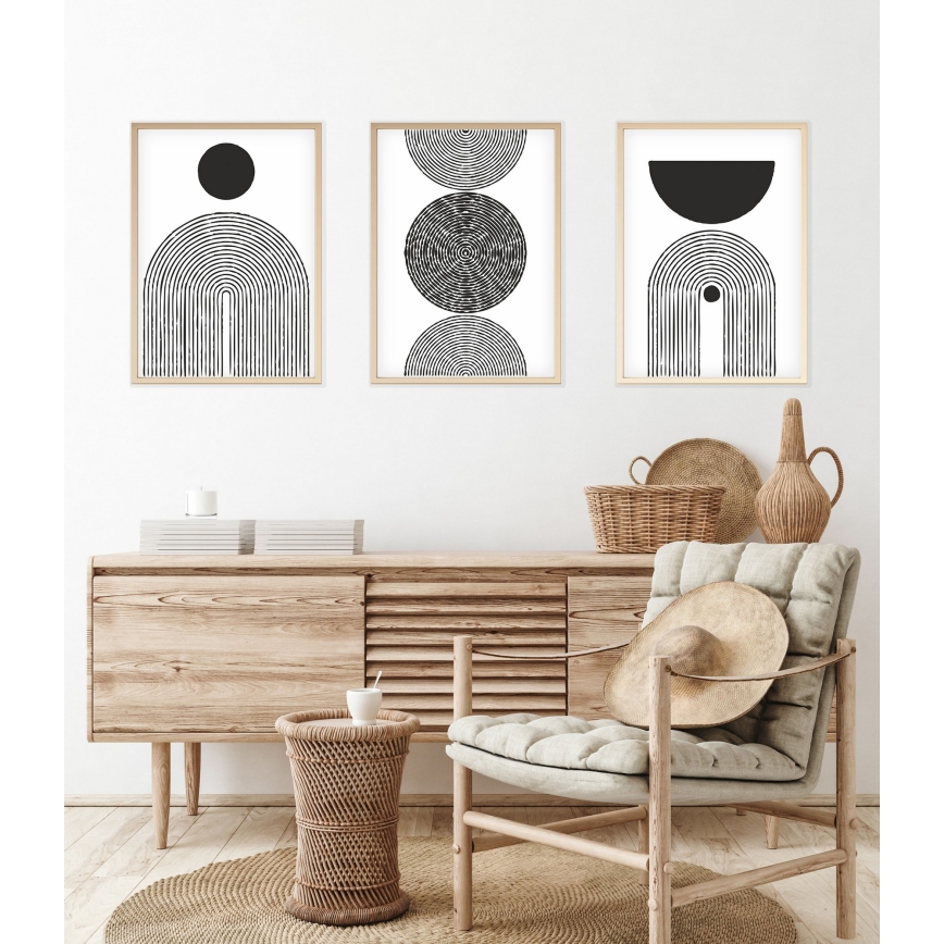 ZESTAW 3x Obraz w ramce na zdjęcia 50x70 cm czarny/biały