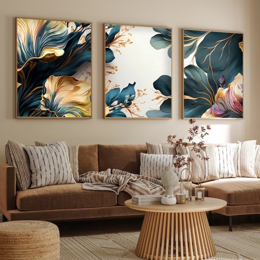 ZESTAW 3x Obraz w ramce na zdjęcia 50x70 cm rośliny