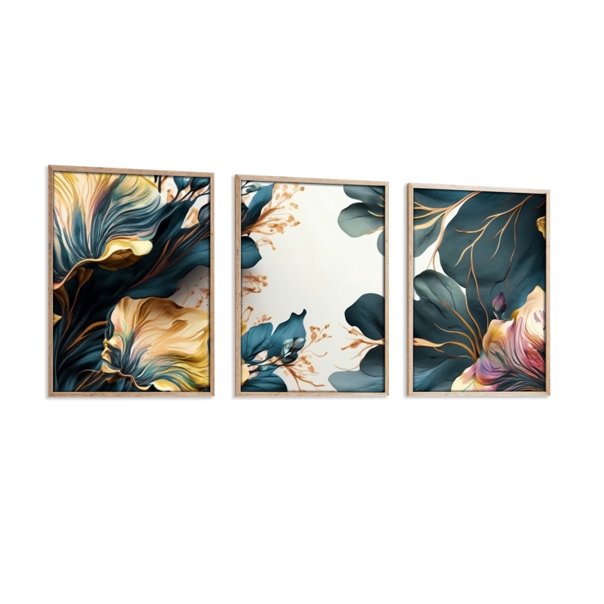 ZESTAW 3x Obraz w ramce na zdjęcia 50x70 cm rośliny