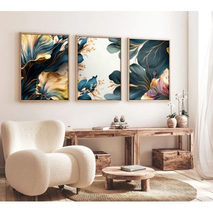 ZESTAW 3x Obraz w ramce na zdjęcia 50x70 cm rośliny