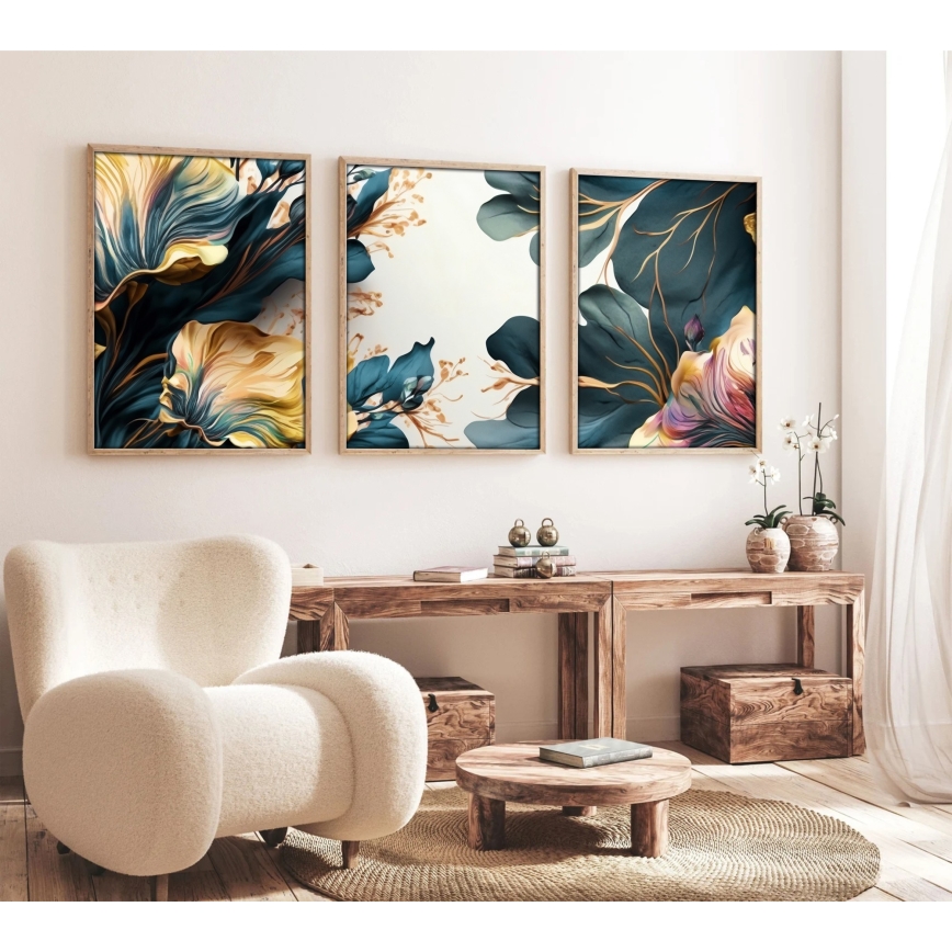ZESTAW 3x Obraz w ramce na zdjęcia 50x70 cm rośliny