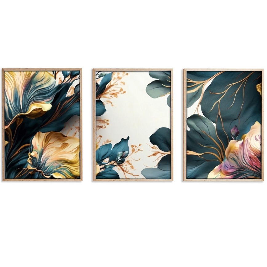 ZESTAW 3x Obraz w ramce na zdjęcia 50x70 cm rośliny