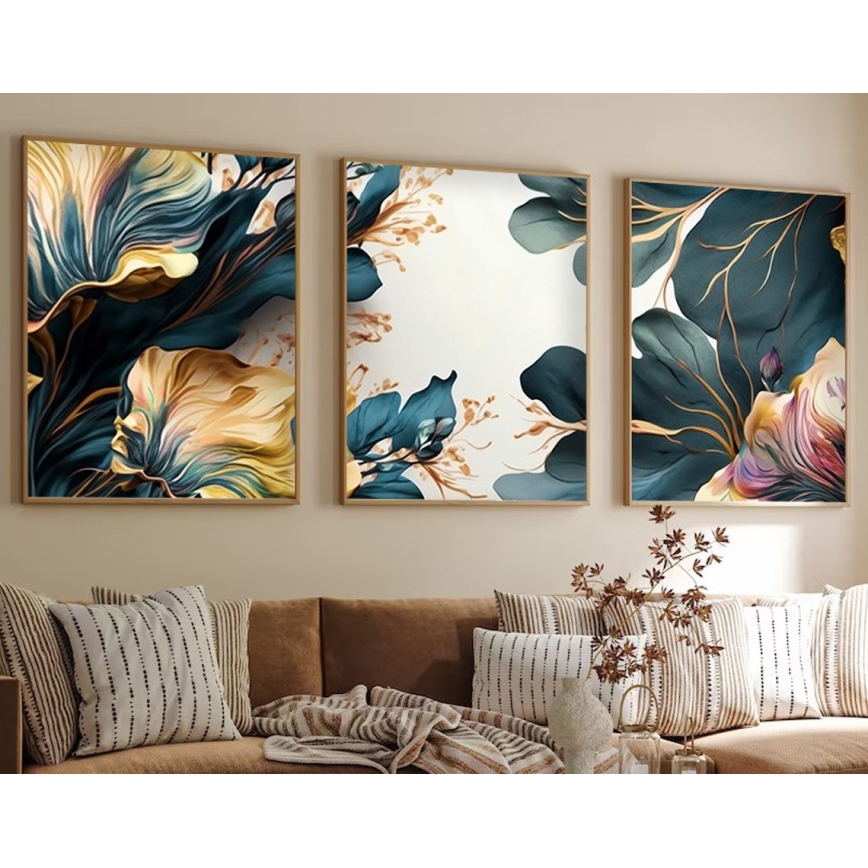 ZESTAW 3x Obraz w ramce na zdjęcia 50x70 cm rośliny