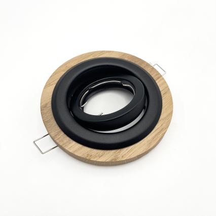 Zestaw 3x oprawa wpuszczana sufitowa TOBBY 1xGU10/20W/230V śr. 11,5 cm dąb/czarny