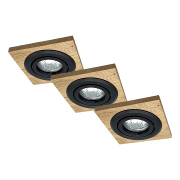 ZESTAW 3x Oprawa wpuszczana TOBBY 1xG9/20W/230V 11,5x11,5 cm dąb/czarny