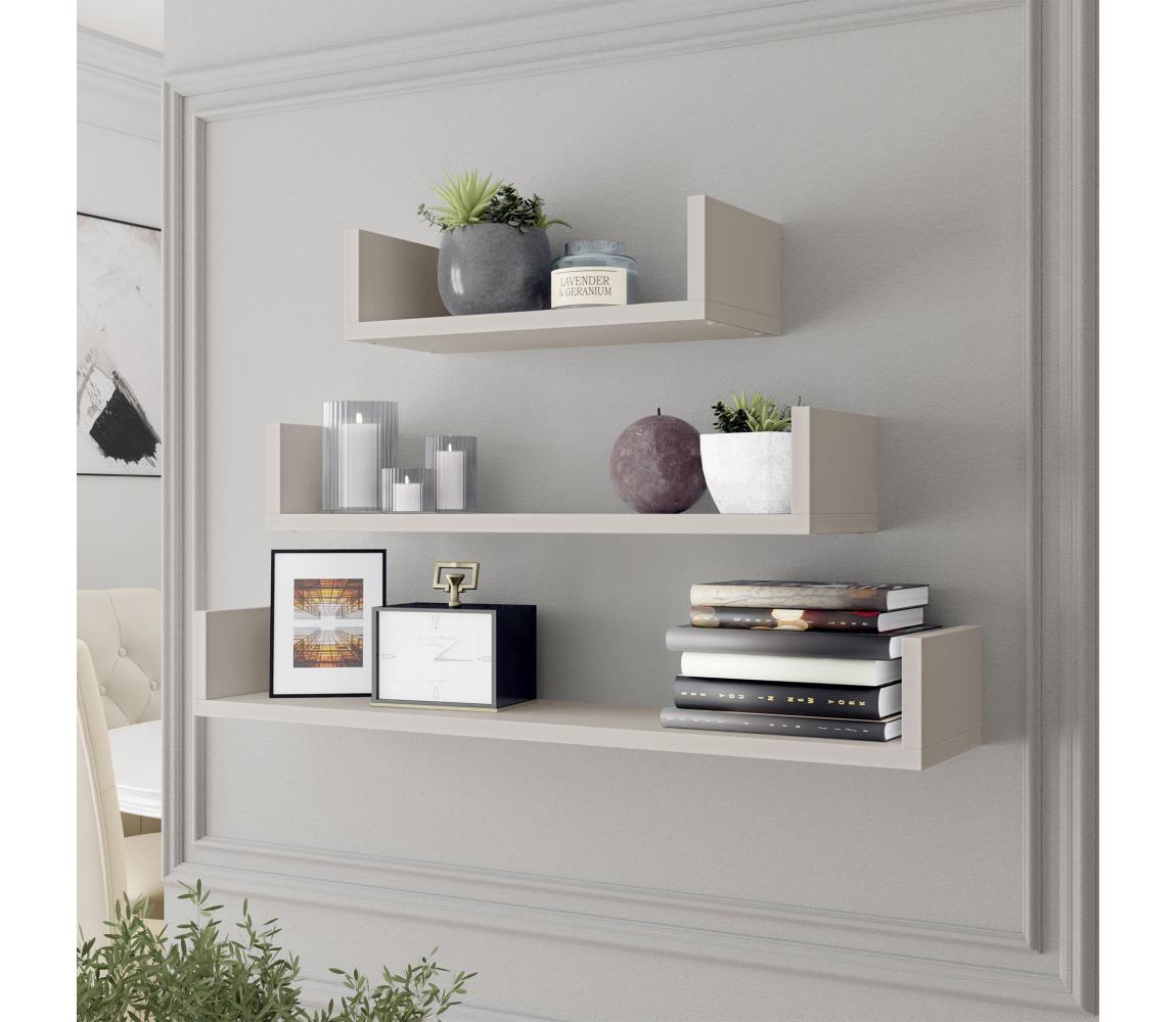 Zestaw 3x półek ściennych TRIO 40/60/80x11x18 cm kaszmir