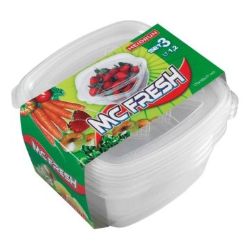 ZESTAW 3x Pojemnik na żywność 1,2 l przezroczysty