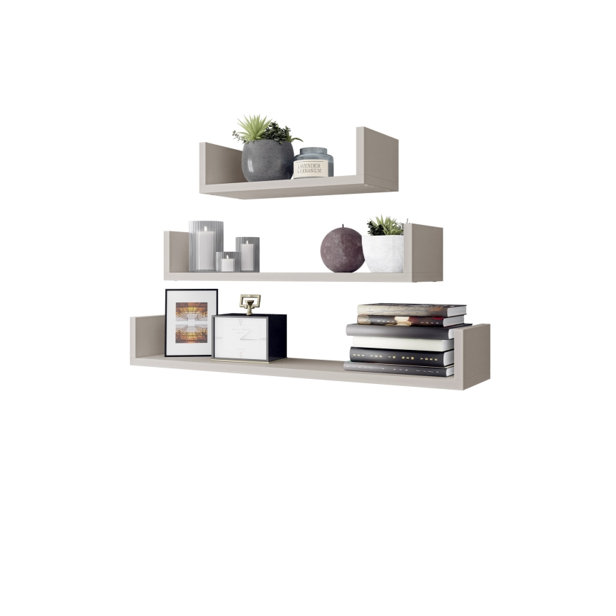 Zestaw 3x półek ściennych TRIO 40/60/80x11x18 cm kaszmir