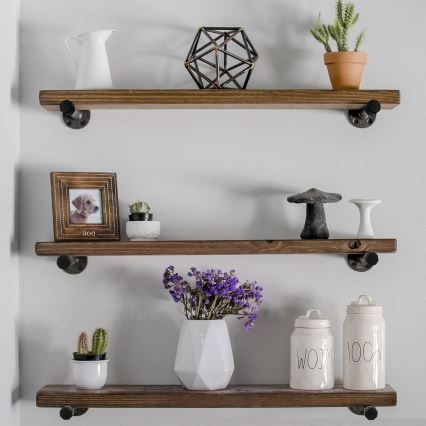 ZESTAW 3x Półka ścienna BORURAF brązowa