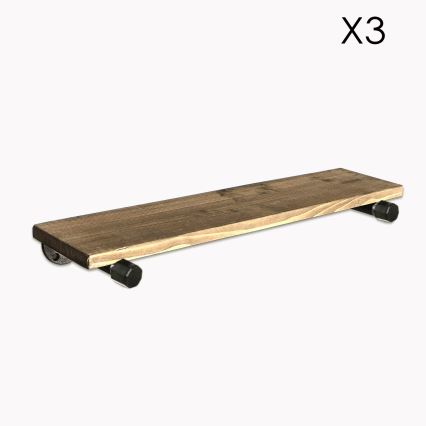 ZESTAW 3x Półka ścienna BORURAF brązowa