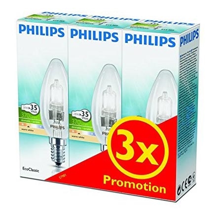 ZESTAW 3x Ściemnialna żarówka halogenowa Philips E14/28W/230V