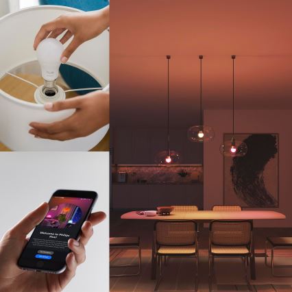 Zestaw 3x ściemnialnych żarówek LED Philips Hue White And Color Ambiance Essential E27/8W/230V 2200-6500K