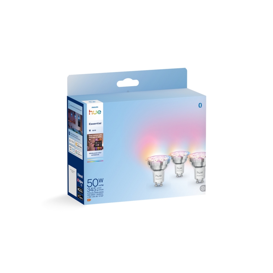 Zestaw 3x ściemnialnych żarówek LED Philips Hue White And Color Ambiance Essential GU10/4,7W/230V 2200-6500K