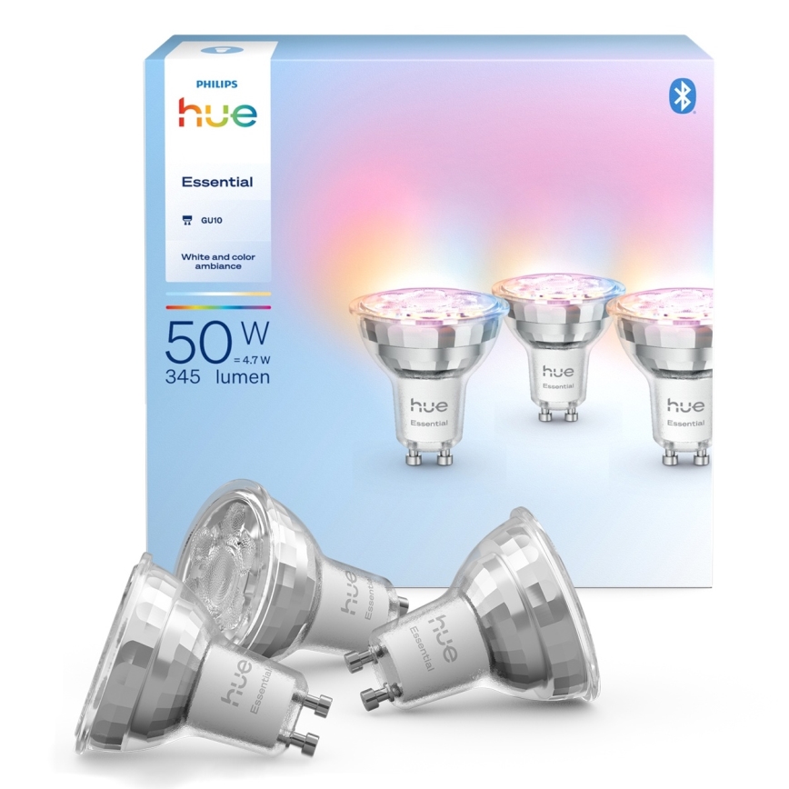 Zestaw 3x ściemnialnych żarówek LED Philips Hue White And Color Ambiance Essential GU10/4,7W/230V 2200-6500K