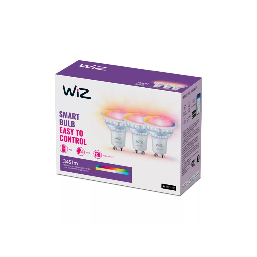 ZESTAW 3x Ściemniana żarówka LED RGBW PAR16 GU10/4,7W/230V 2200-6500K Wi-Fi - WiZ