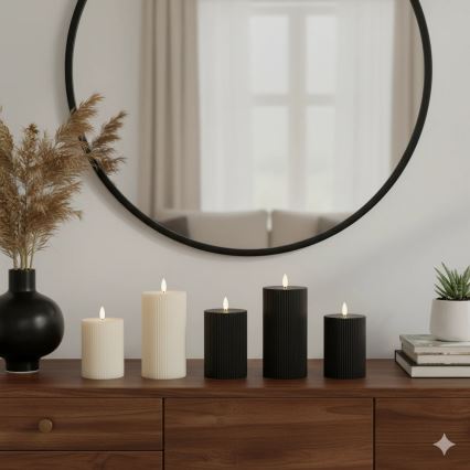 Zestaw 3x świec LED BRILLO LED/2xAA czarne + pilot zdalnego sterowania