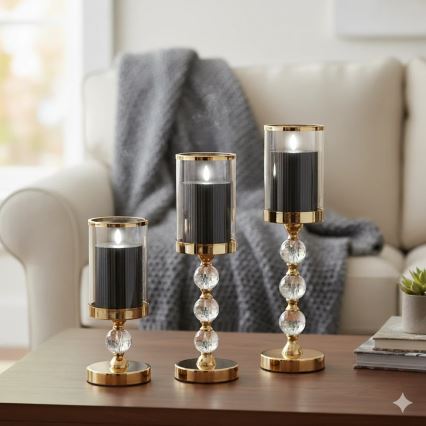 Zestaw 3x świec LED BRILLO LED/2xAA czarne + pilot zdalnego sterowania