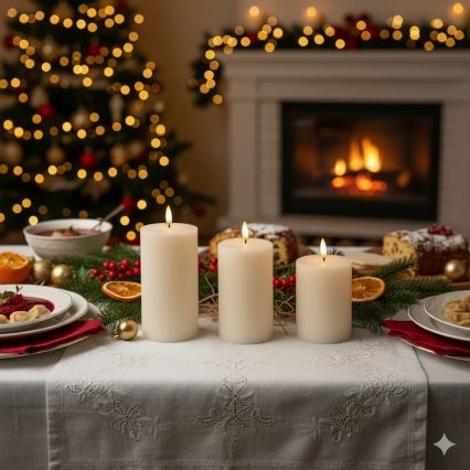 ZESTAW 3x ŚWIECE LED BRILLO LED/3xAAA kremowe + zdalne sterowanie