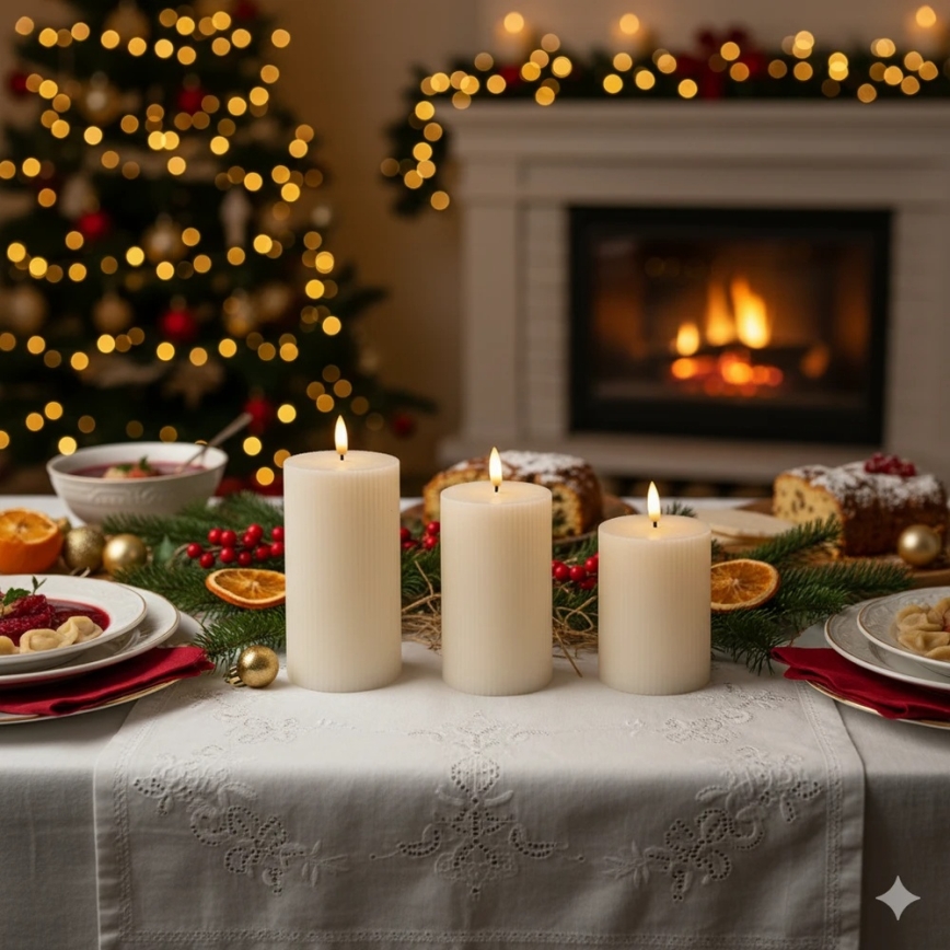 ZESTAW 3x ŚWIECE LED BRILLO LED/3xAAA kremowe + zdalne sterowanie