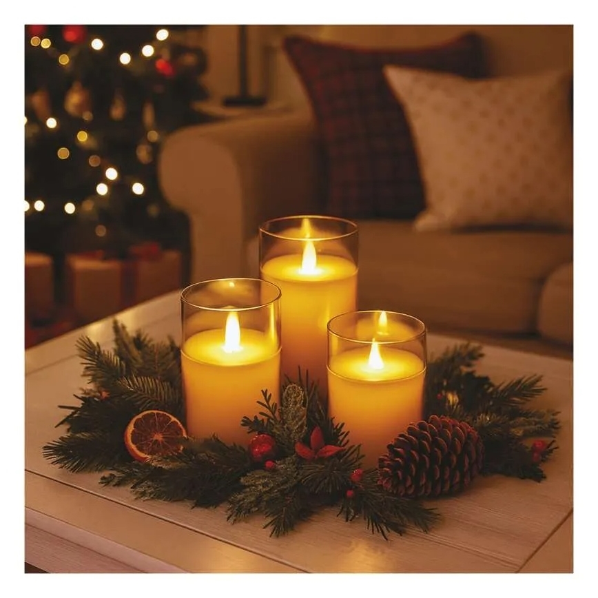 ZESTAW 3x świeczka LED/6xAA