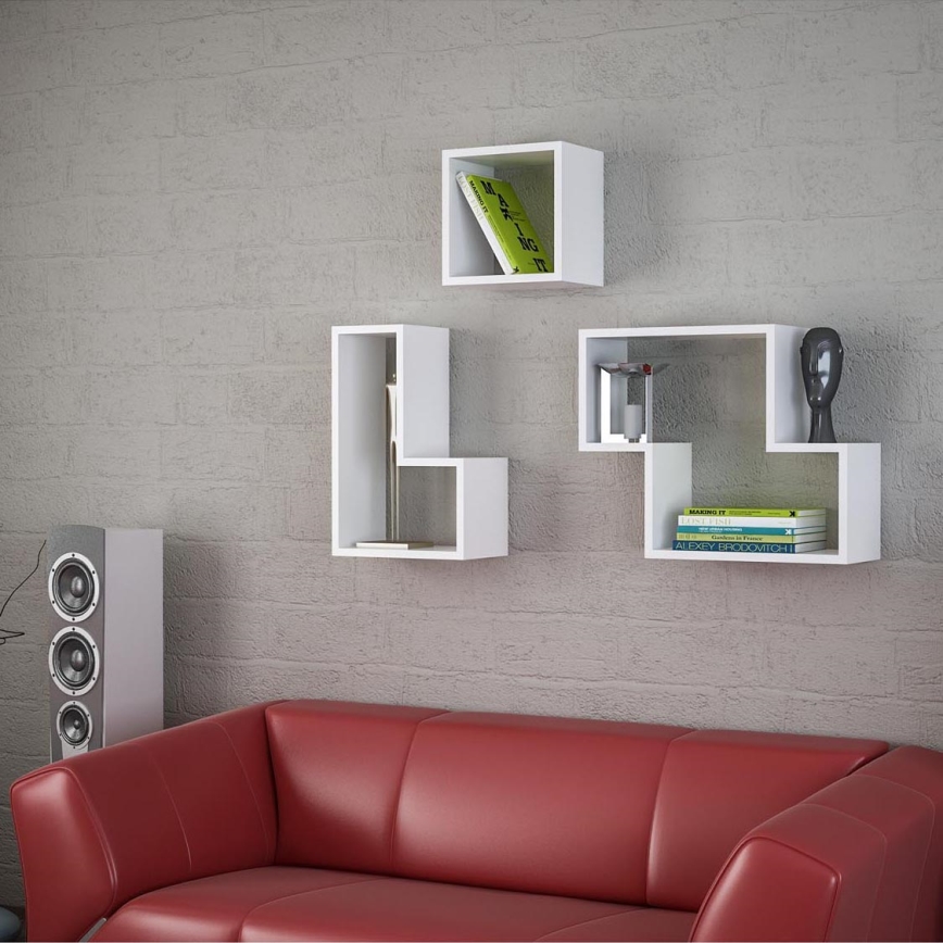 ZESTAW 3x Wall shelf TETRIS biały