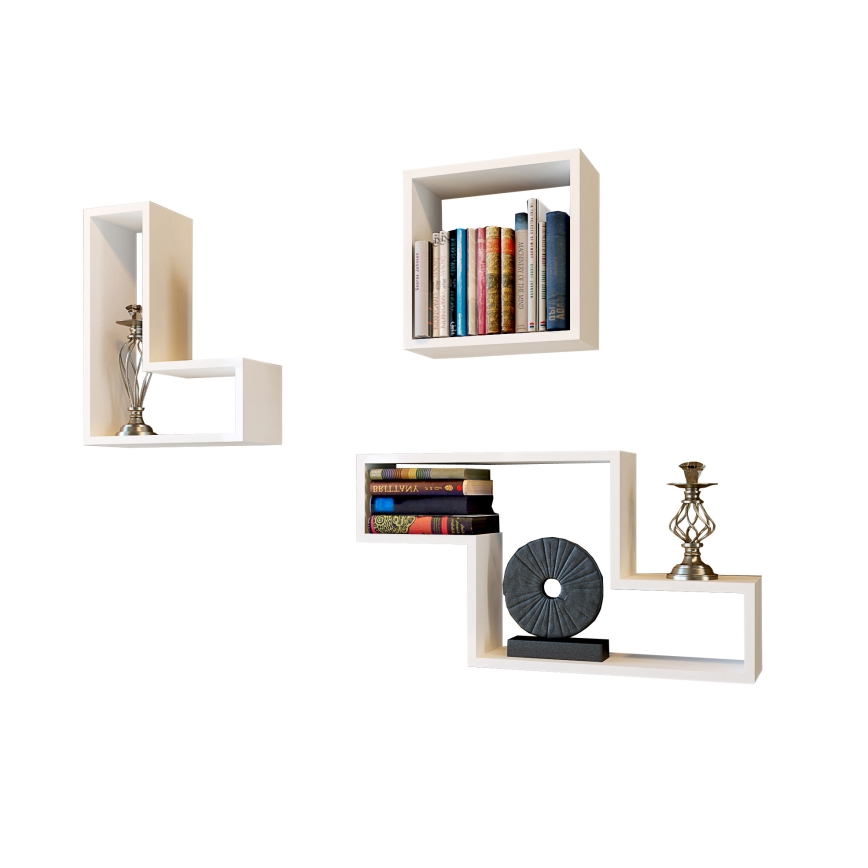 ZESTAW 3x Wall shelf TETRIS biały