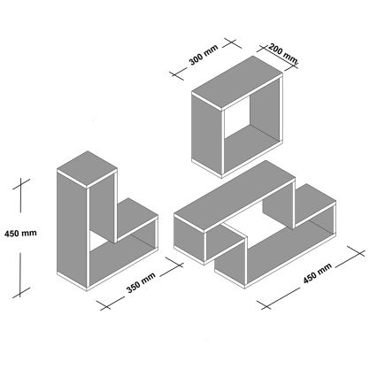 ZESTAW 3x Wall shelf TETRIS biały
